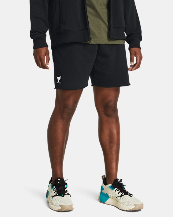 Men's Project Rock Heavyweight Terry Shorts in Black image number 0